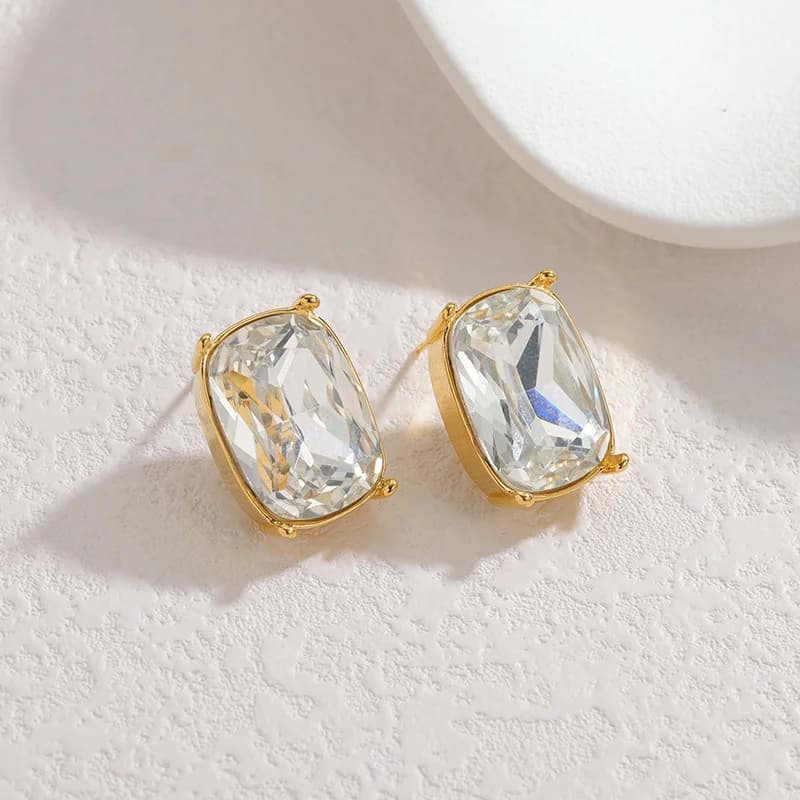 Edelstahl Kristall Halskette, Ohrring und Ring Set