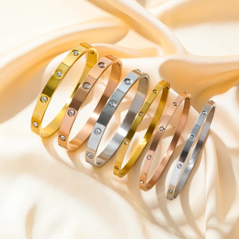 3-Farbige Zirkonia-Bangles-Armband