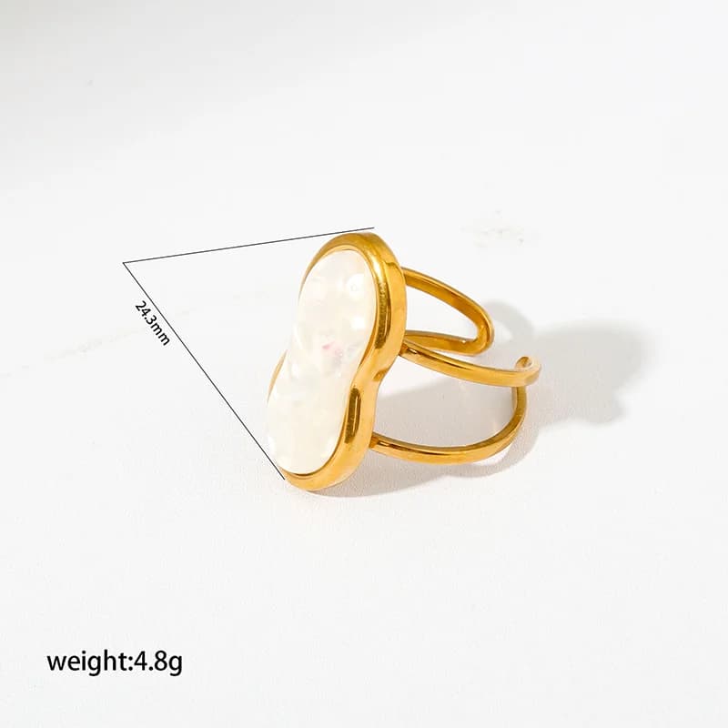Verstellbarer Öffnungs-Ring aus Edelstahl mit Perlen-Herzmotiv