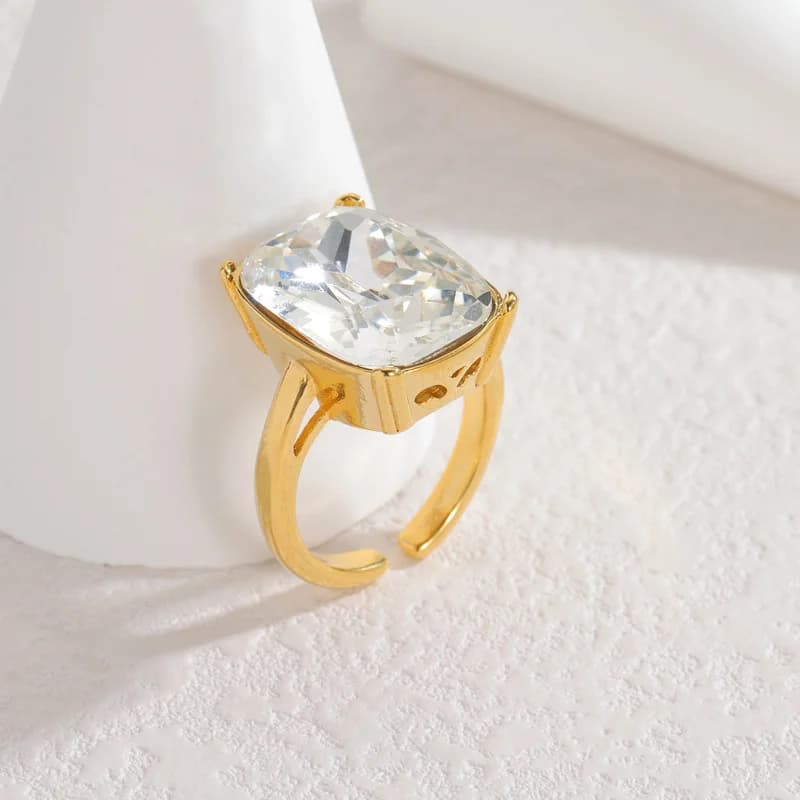 Edelstahl Kristall Halskette, Ohrring und Ring Set