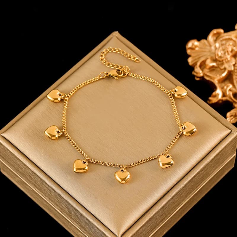 Wendbares Herz-Charm-Armband, vergoldet