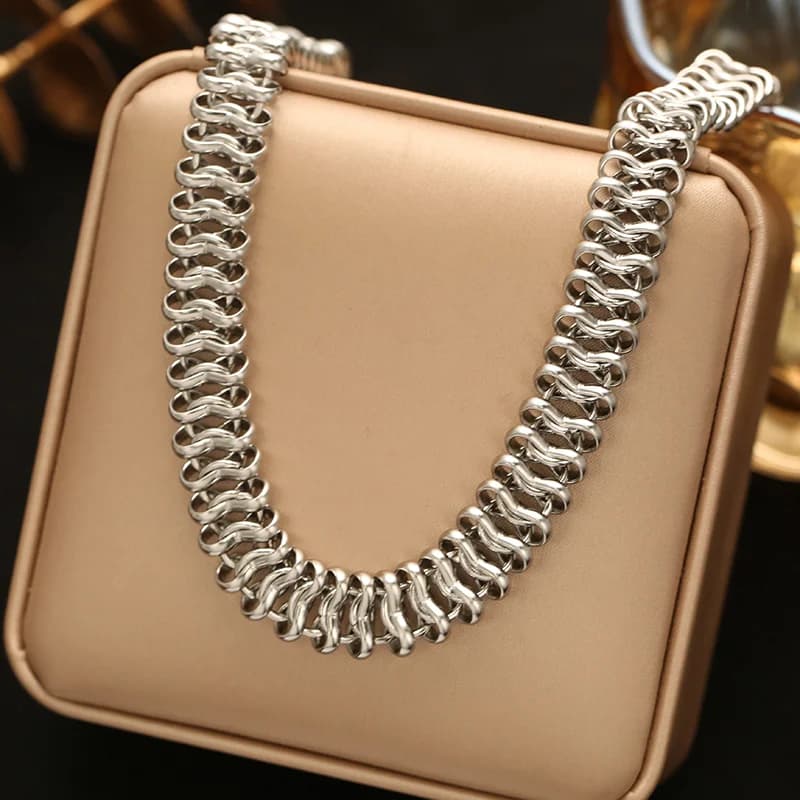 Goldfarbenes Chunky Chain Halsketten- und Armbandset
