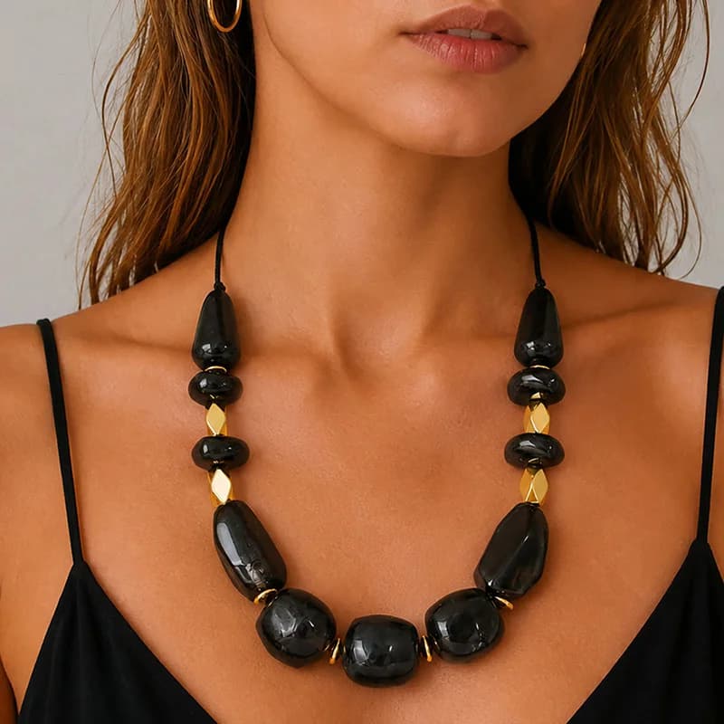Braunes Harz Boho-Choker-Halsband