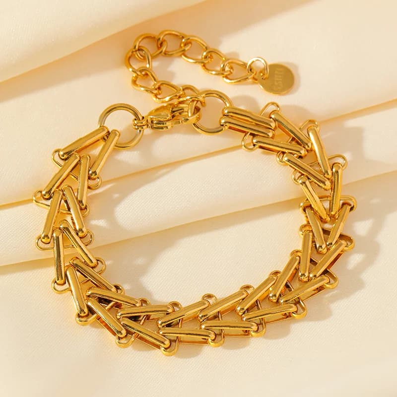 Geometrische dicke Ketten-Armband, Vergoldet