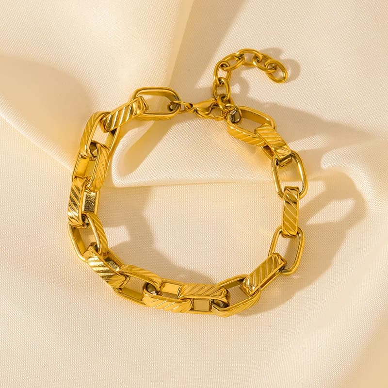 Mehrschichtiges, dickes Ketten-Armband, Gold Edelstahl