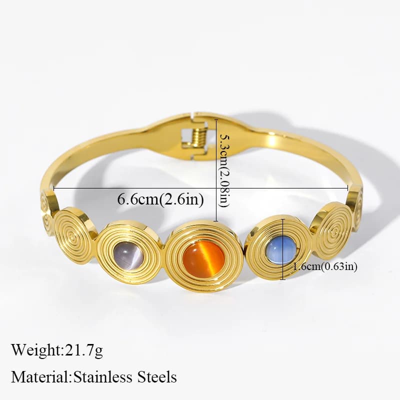 Runde bunte Stein-Armbänder aus Edelstahl