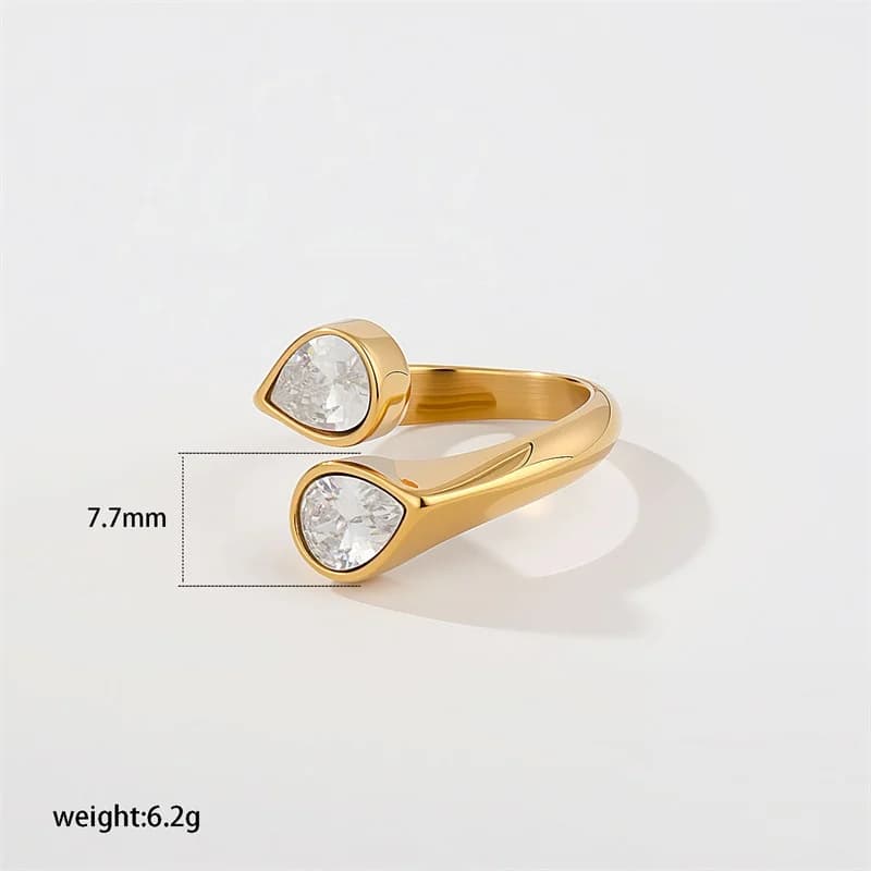 Cubic Zirconia Tropfenform Verstellbarer Offener Ring