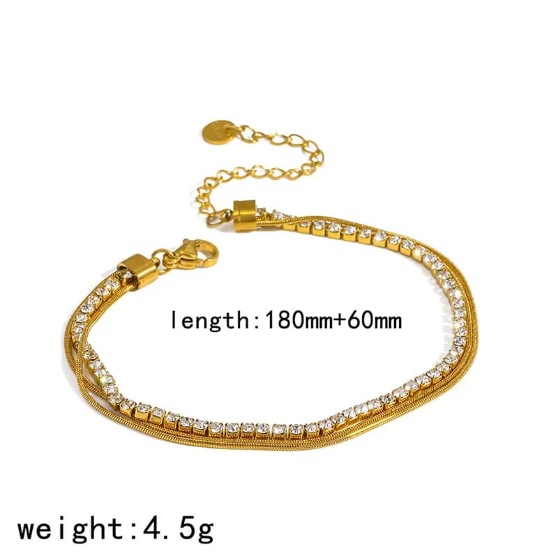 Ketten-Armband mit Zirkonia, Gold