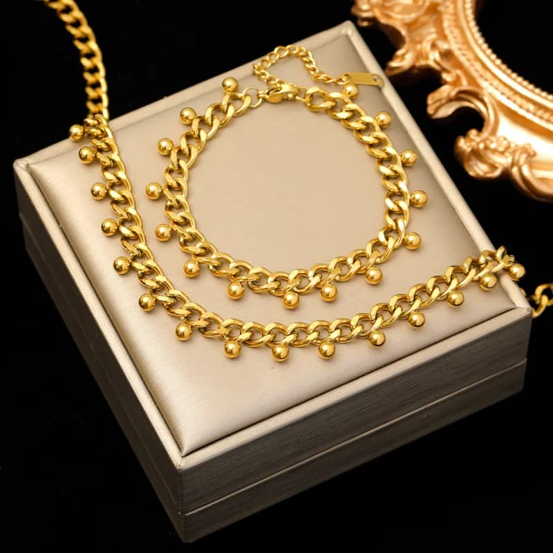 Grobkettlied Choker- und Armbandset, Gold