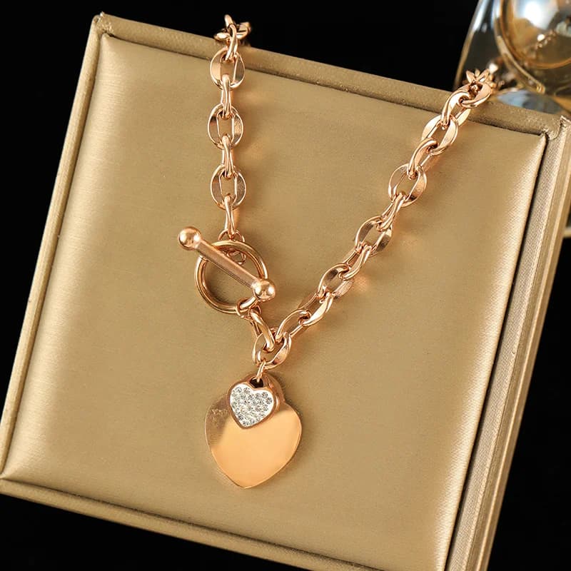 Halsketten- und Armband-Set mit Doppelherz, Silber