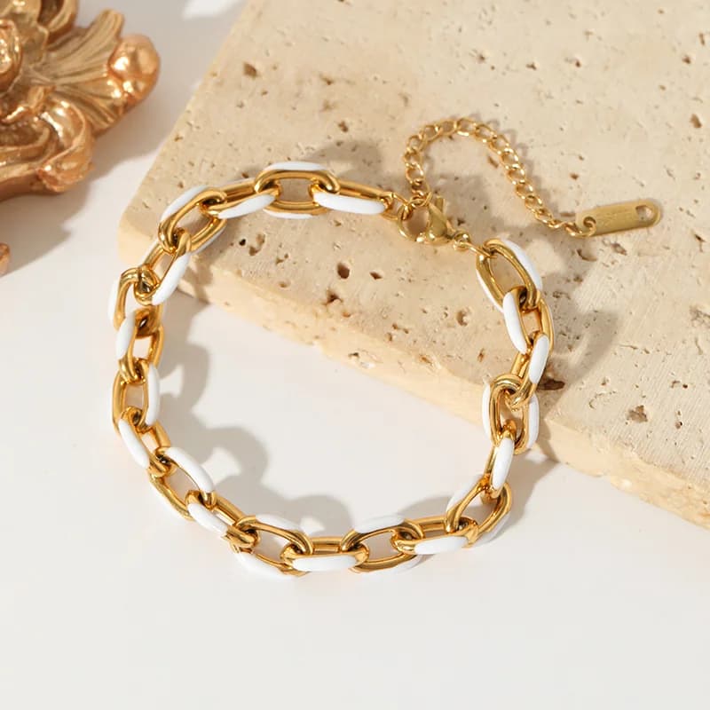 Weißes Emaille-Armband für Damen