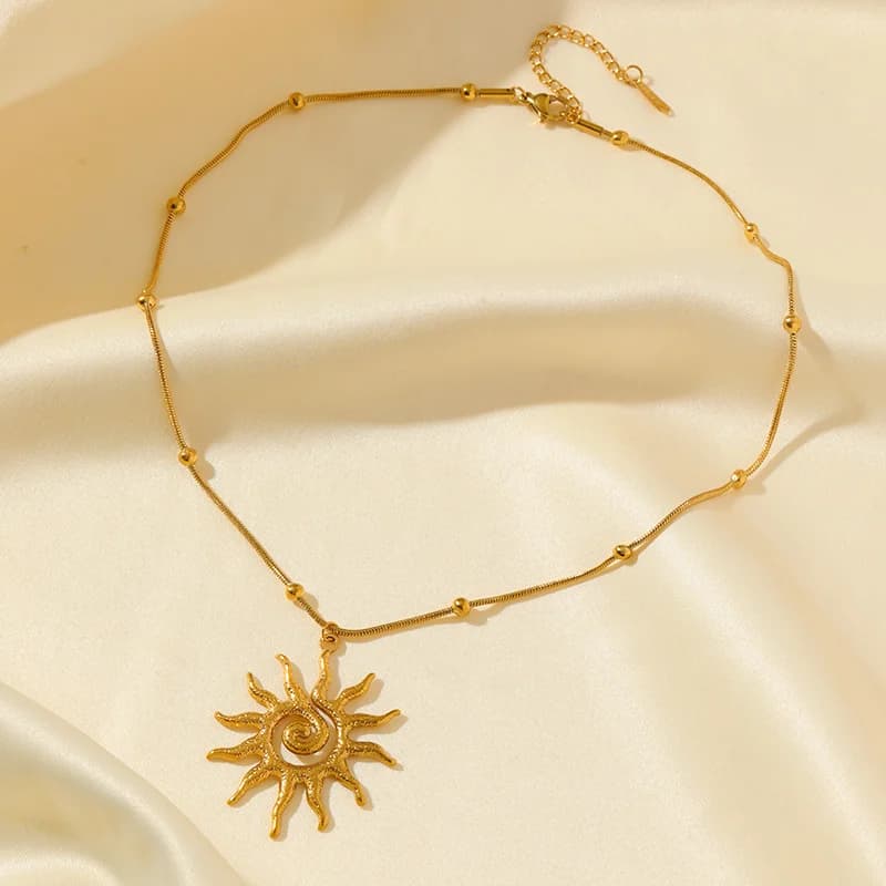Vintage Sonne Halskette und Ohrringe Set
