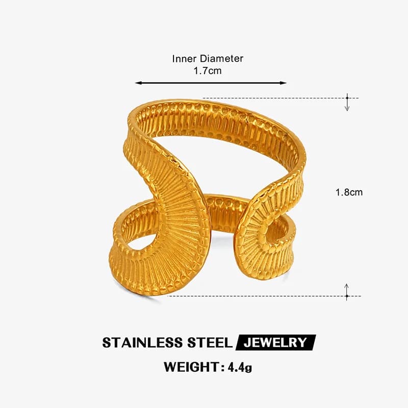 Edelstahl Ring mit unregelmäßiger Hohlstruktur, verstellbar