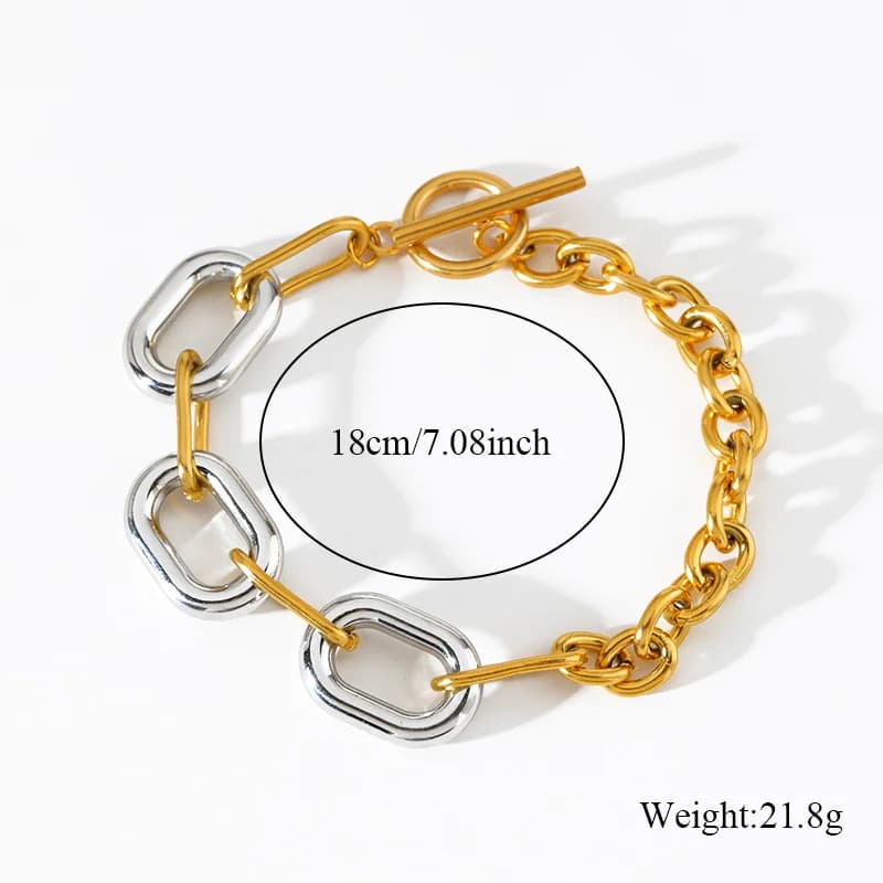 Armband mit ovaler Gliederkette und Karabinerverschluss, Stahl