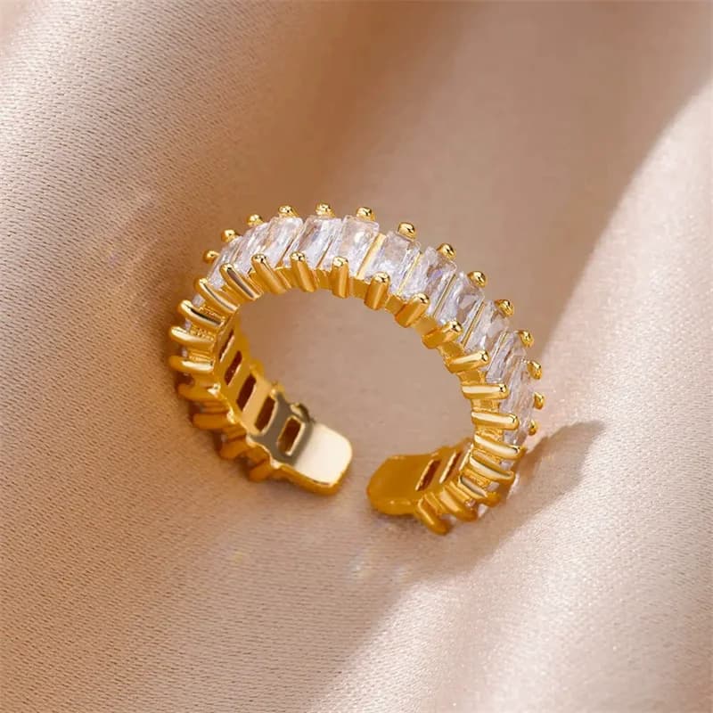 316L Edelstahl verstellbarer Ring mit Cubic Zirconia