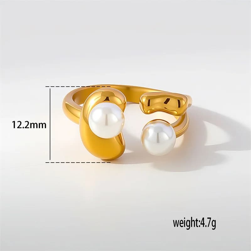 Verstellbarer Ring mit Zirkonia-Herz und Perle