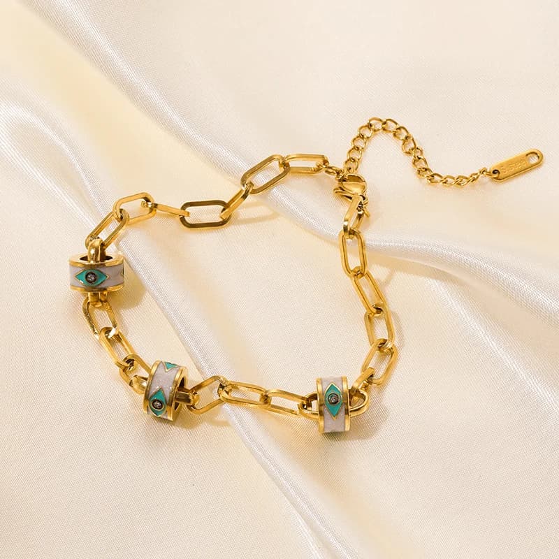 Geometrische Kreis-Charm-Armbanduhr aus Edelstahl