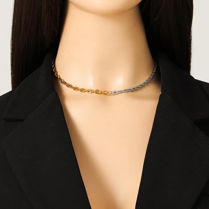 Halsketten- und Armband-Set, Gold und Silber