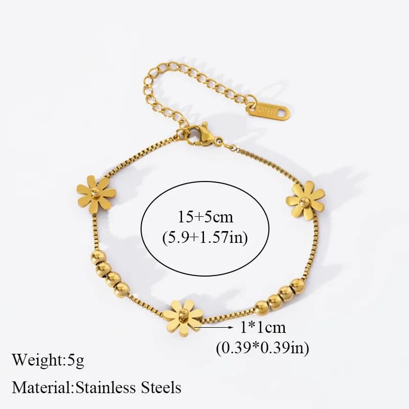 Goldfarbenes Blumen-Armband für Damen und Mädchen