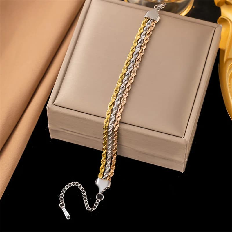 Edelstahl-Armband mit dreifach gekreuzter Kette