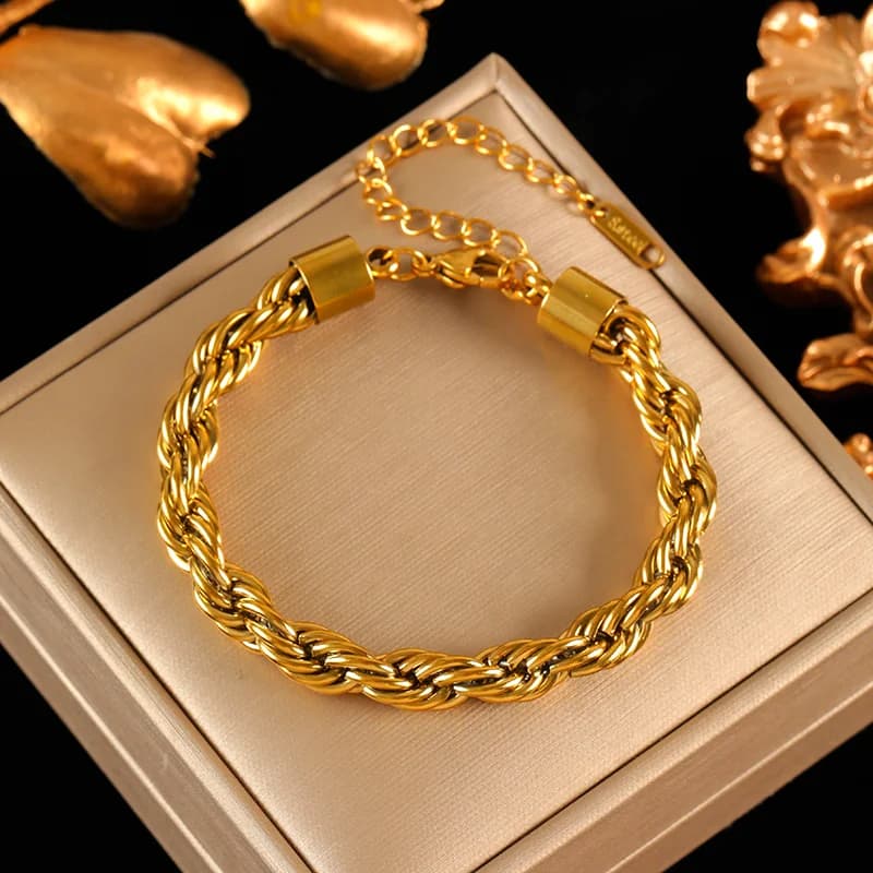 8 mm dickes Twist-Ketten-Halsketten- und Armband-Set