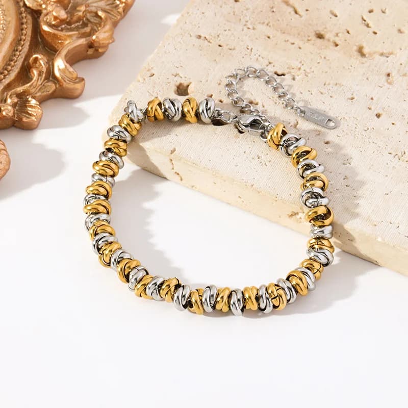 Zweifarbiges Halsketten- und Armband-Set mit Kette