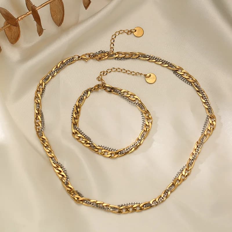 Zweifarbiges Halsketten- und Armband-Set
