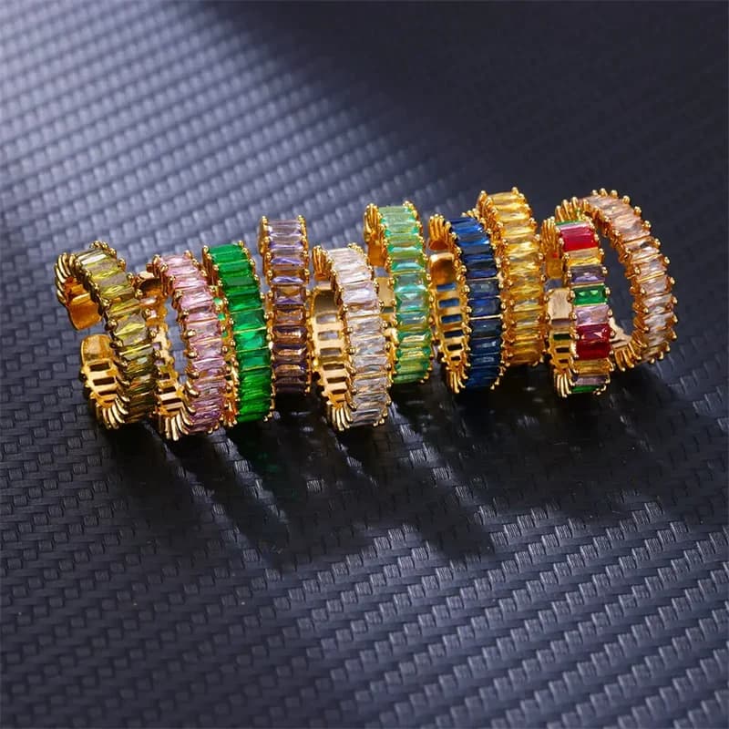 316L Edelstahl verstellbarer Ring mit Cubic Zirconia