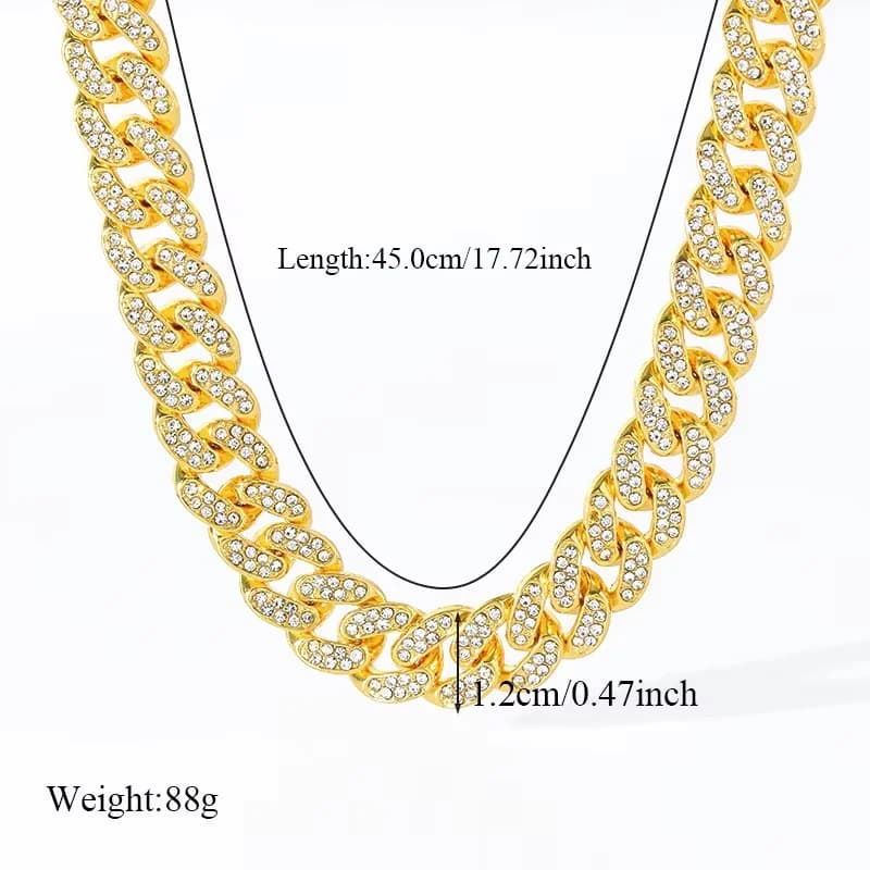 Geometrisches Ketten-Set aus kubanischen Gliedern: Halskette und Armband