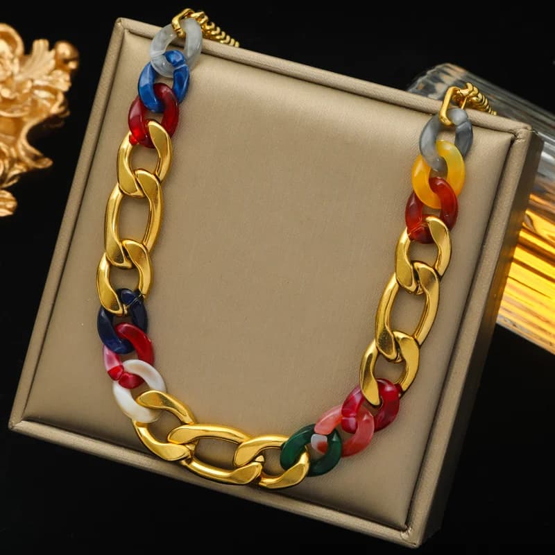Dicke Gliederkette aus Edelstahl und Acryl