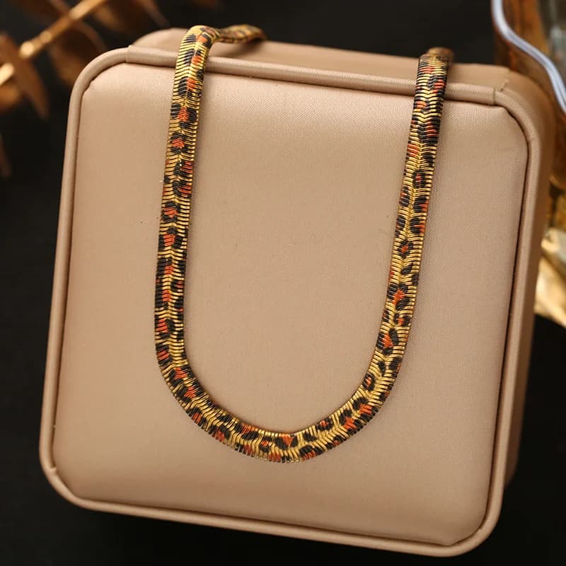 Schlangen-Flachketten-Halskette und Armband Set
