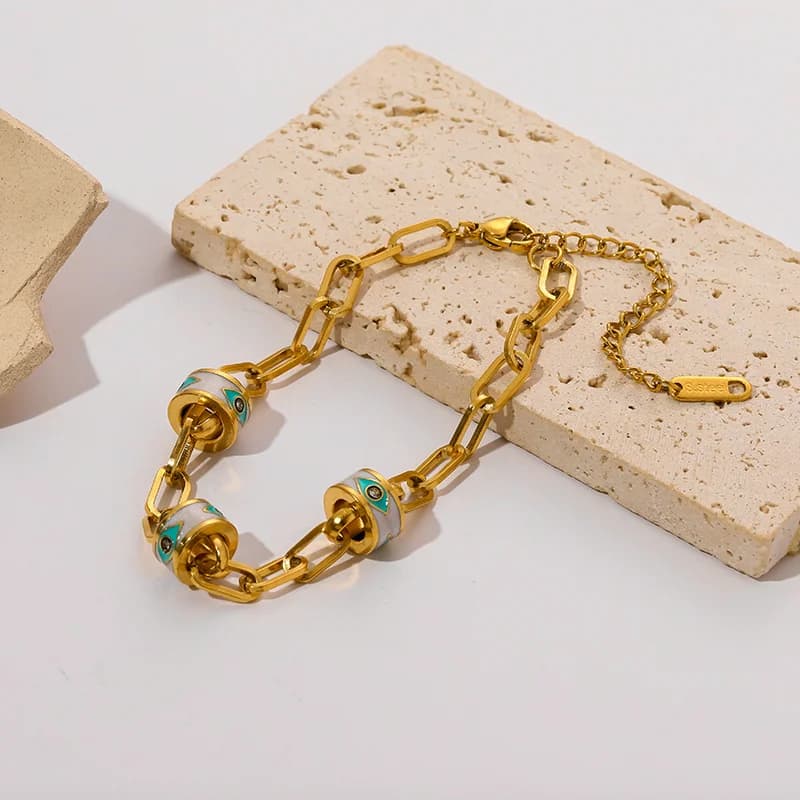 Dickes geometrisches Kettenarmband, Gold Edelstahl