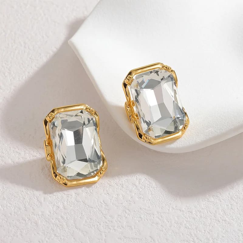 Edelstahl Kristall Halskette, Ohrring und Ring Set