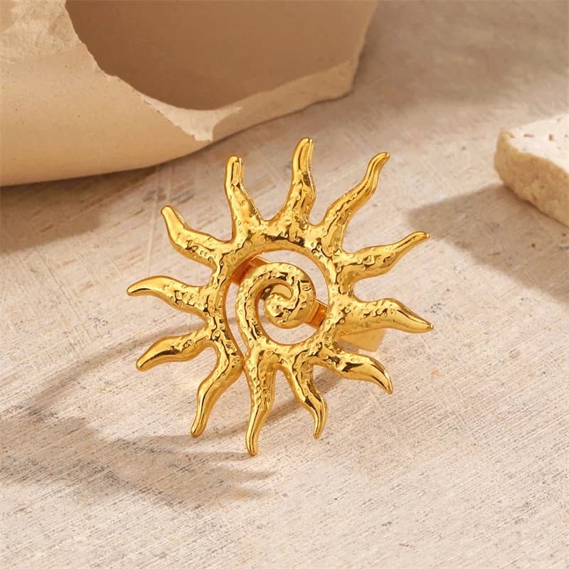Verstellbarer Ring mit blauem Auge und Herz, 316L Edelstahl