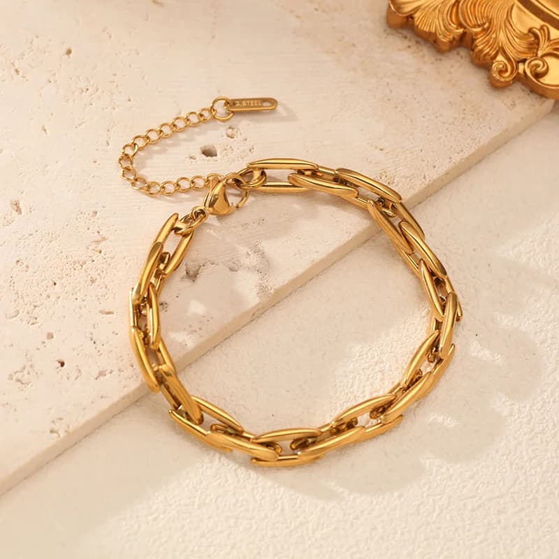 Handgefertigtes Halsketten- und Armband-Set aus Edelstahl
