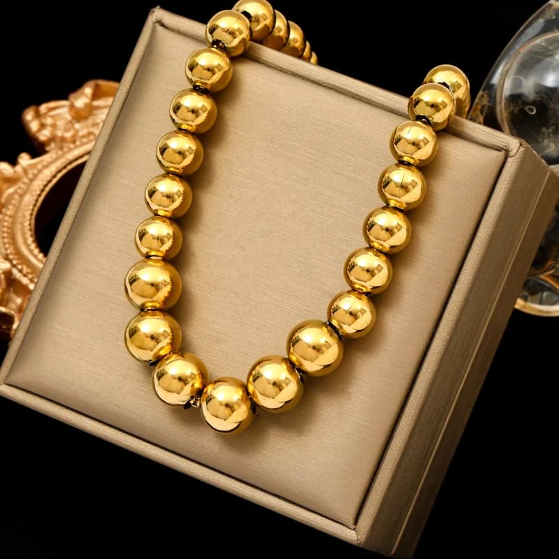 Edelstahl-Halskette mit dicker Gold-Gliederkette