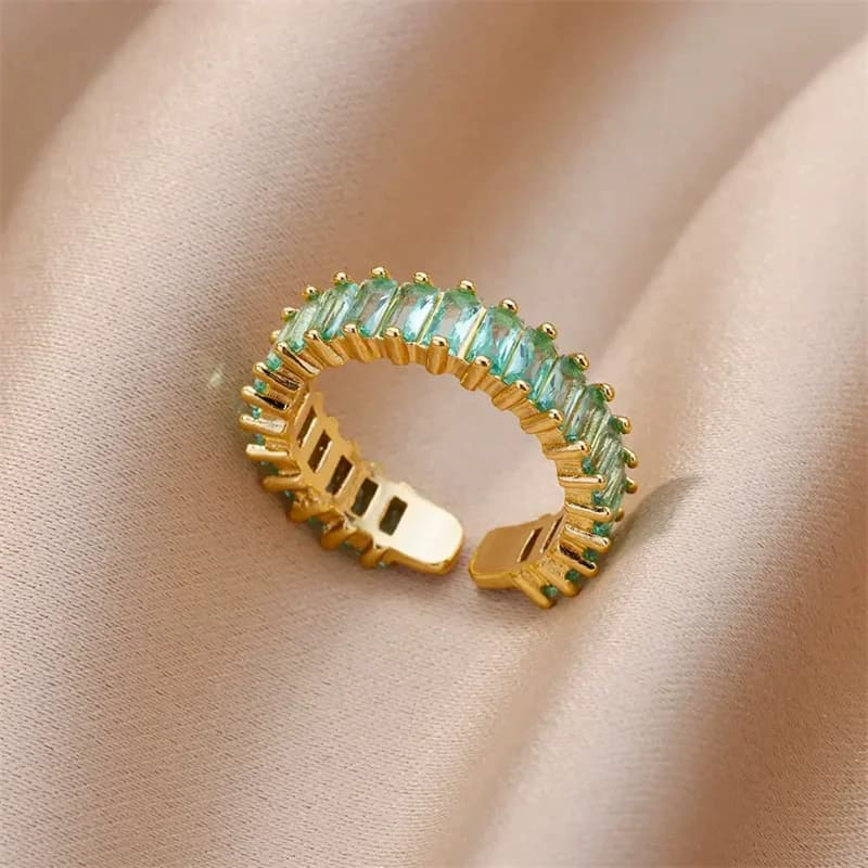 316L Edelstahl verstellbarer Ring mit Cubic Zirconia