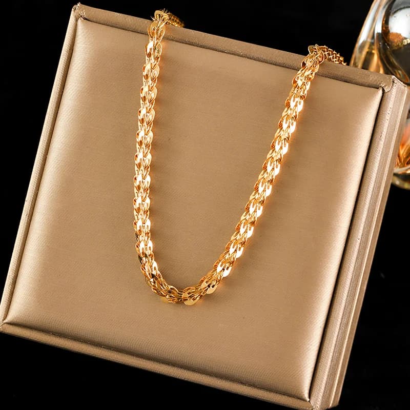 Metall-Charm Statement-Halskette, vergoldet
