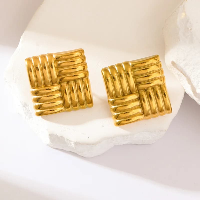 Geometrische Ohrstecker, Edelstahl in Goldfarbe