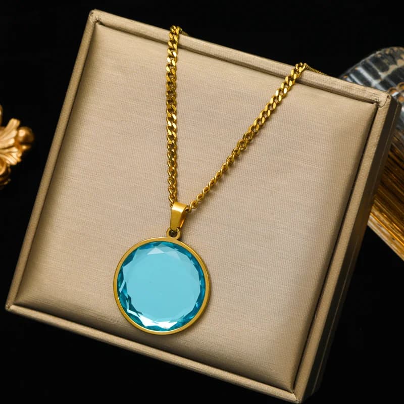 Runde Kristall-Anhänger Choker-Halskette