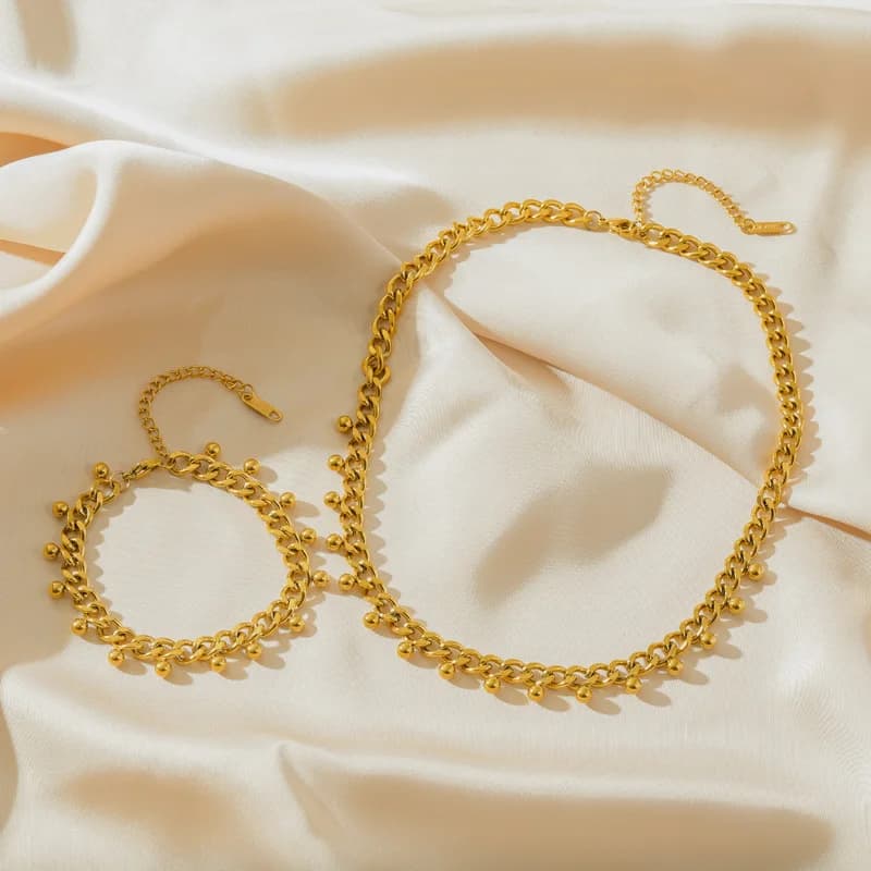 Grobkettlied Choker- und Armbandset, Gold