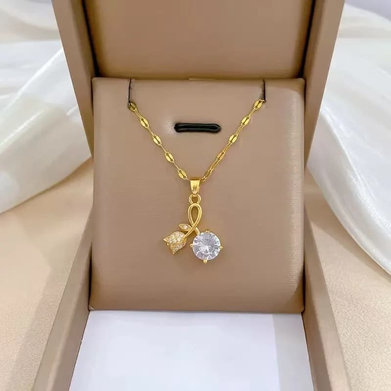 Blumen-Anhänger-Kette mit Zirkonia