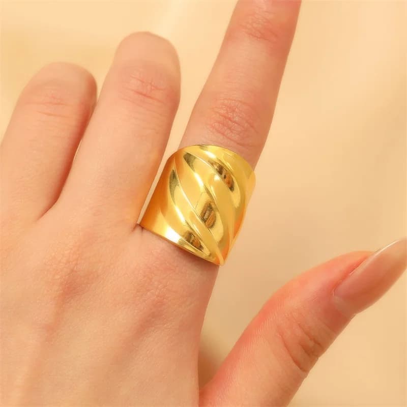 Verstellbarer Ring mit blauem Auge und Herz, 316L Edelstahl