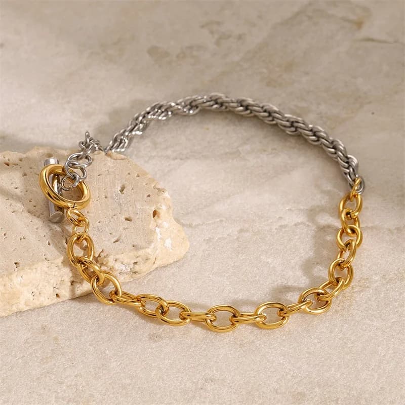 Halsketten- und Armband-Set, Gold und Silber