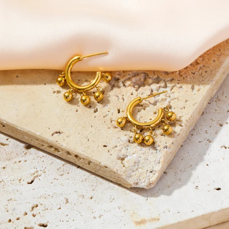 316L Edelstahl Gold C-förmige Bead-Stecker