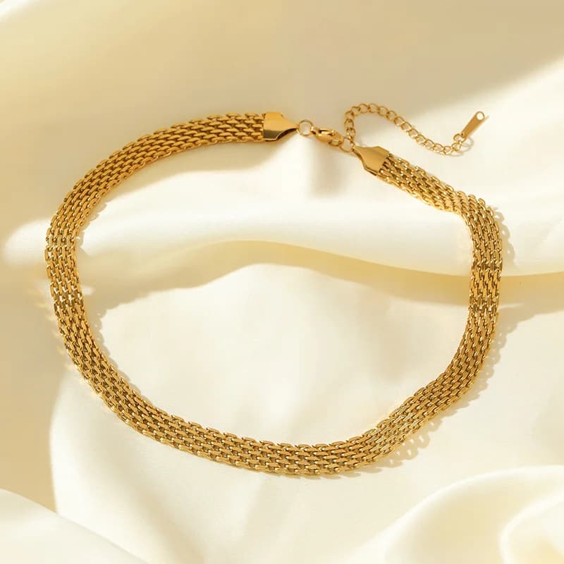 Goldene Chain-Choker-Halskette aus Edelstahl