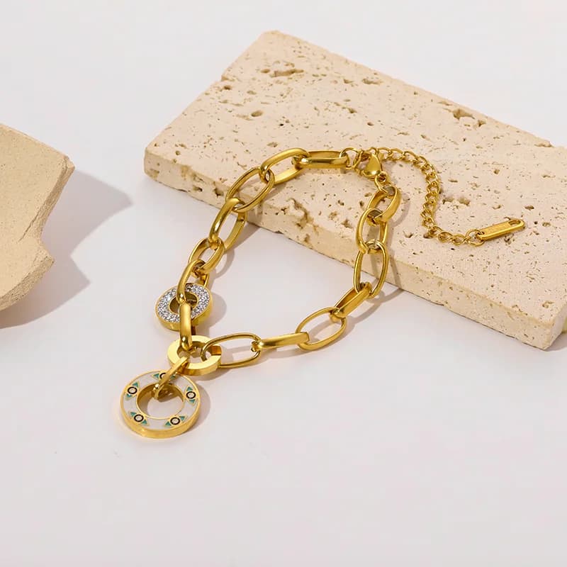Dickes geometrisches Kettenarmband, Gold Edelstahl